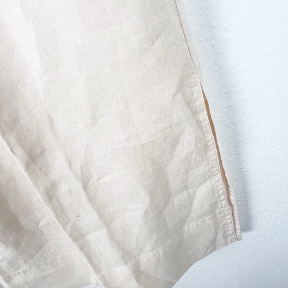 A.L.C. 100% Linen Cream High Rise Wide Leg Drawstring Waist Pockets Pants 12 - Picture 10 of 10